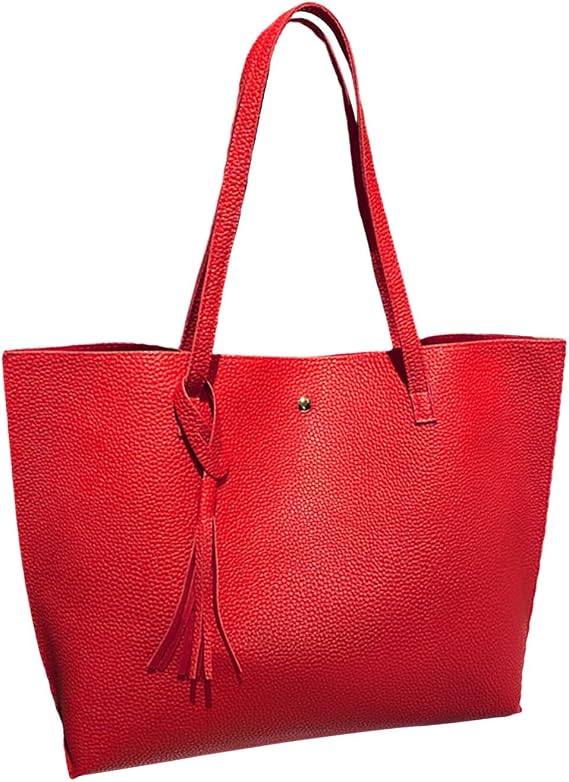 Women Soft Faux Leather Shoulder Bag Large Capacity Tassel Handbag High Capacity PU Tassel Shoulder Bag for Women Crossbody Bag Tote for Women Travel