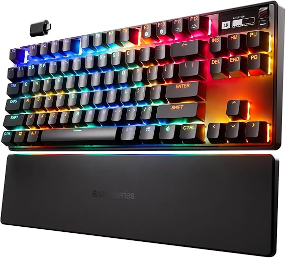 SteelSeries Apex Pro TKL Wireless HyperMagnetic Gaming Keyboard Esports Tenkeyless OLED Screen Adjustable Actuation PBT Keycaps Bluetooth 2.4GHz USB-C