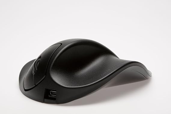 Wireless Light Click HandShoe Mouse - Small, Black Ergonomic Mouse for Right Hand - Compatible with Mac, Windows, Linux
