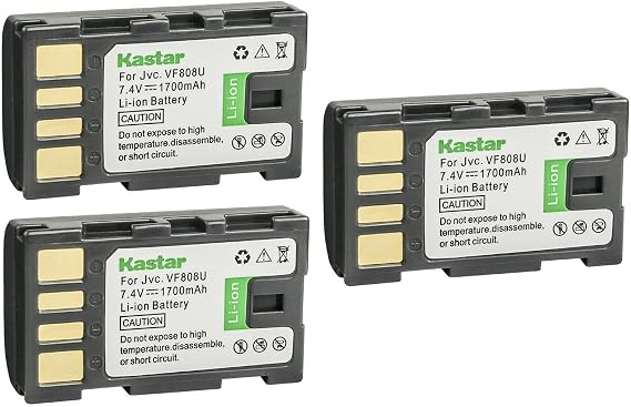 Kastar BN-VF808 Battery 3-Pack Replacement for JVC GS-TD1BUS GZ-HD3 GZ-HD3AA GZ-HD3AC GZ-HD3AG GZ-HD3AH GZ-HD3EK GZ-HD3EX GZ-HD3US GZ-HD5 GZ-HD5B GZ-HD5EK GZ-HD5EX GZ-HD5S GZ-HD5US GZ-HD6 Camera