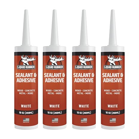 Liquid Rubber Waterproof Sealant & Adhesive Caulk, White, 10.2 oz, 4 Pack