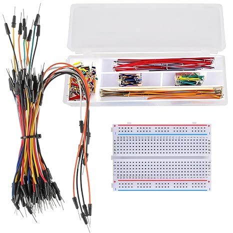 Breadboard Jumper Wire Kit with 400-Point Breadboard65pcs Multiple Sizes M/M Bread Board Jumper Wire140 Pieces 2-125 mm U-Shape Preformed Jumper Wire Kit