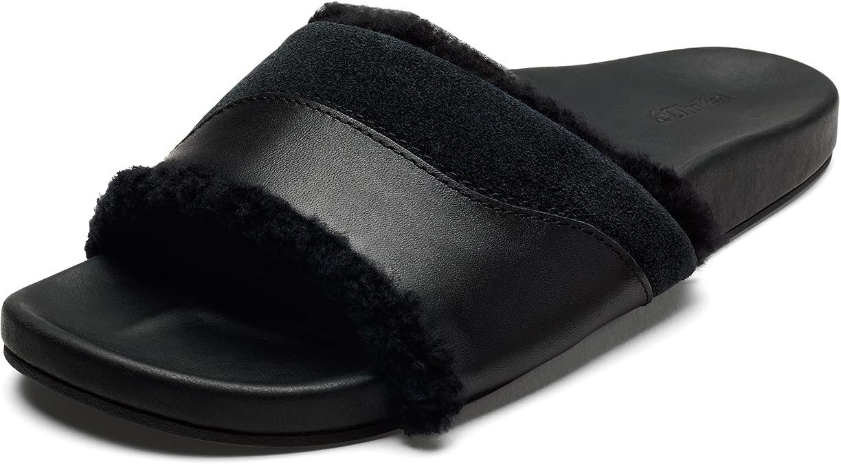 OluKai Ho'ala Slide Women's Leather Sandals, Premium Materials | Suede Details, Sheepskin Shearling & Durable Sole, All-Day Comfort & Wear