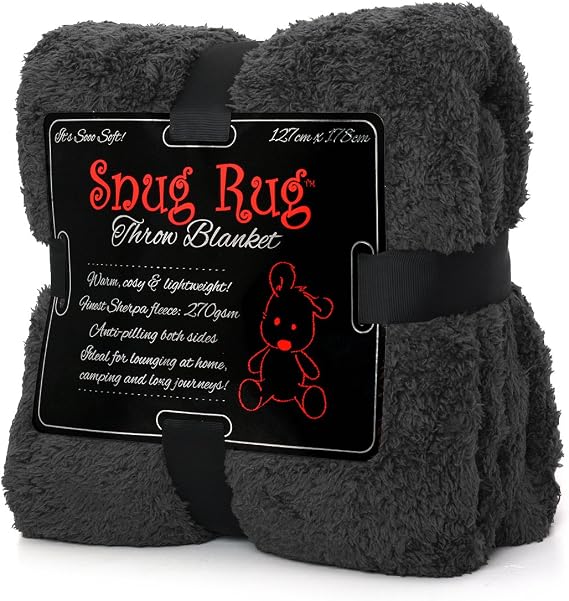 Snug Rug Special Edition Luxury Grey Blanket Sherpa Fleece Blankets Soft Throw 127 x 178cm (50" x 70") Slate Grey