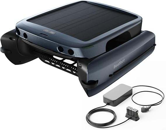 Beatbot iSkim Solar-Powered Robotic Pool Surface Skimmer with Included Fast Charger, 10000mAh Battery, 28-Hour Runtime, 9L Large Filter Basket, Smart Obstacle Avoidance, Auto Return, APP Control