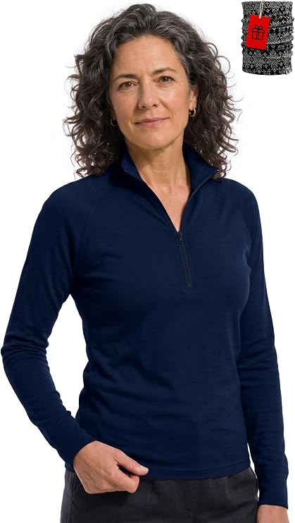 MERINNOVATION 100% Merino Wool Base Layer for Women - Wool Half Zip Sweater Long Sleeve Midweight Quarter Zip Women's Shirt