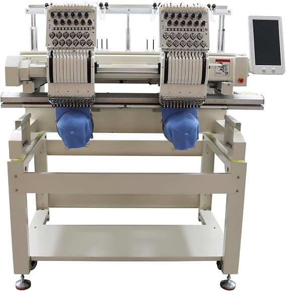 Commercial Embroidery Machine with 12 Needles Automatic Embroidery Machines Double Head Embroidery Area 19.7"*15.7" Touch Screen for Cushion,Backpack,Hats,Cushions 300W 110V-220V