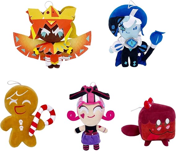 Super JAKES Shadow Milk Cookie Plush, Cookie Run Kingdom Plushies Pillow for Game Fans,Stuffed Figure Doll Birthday for Boys Girls (5PCS)