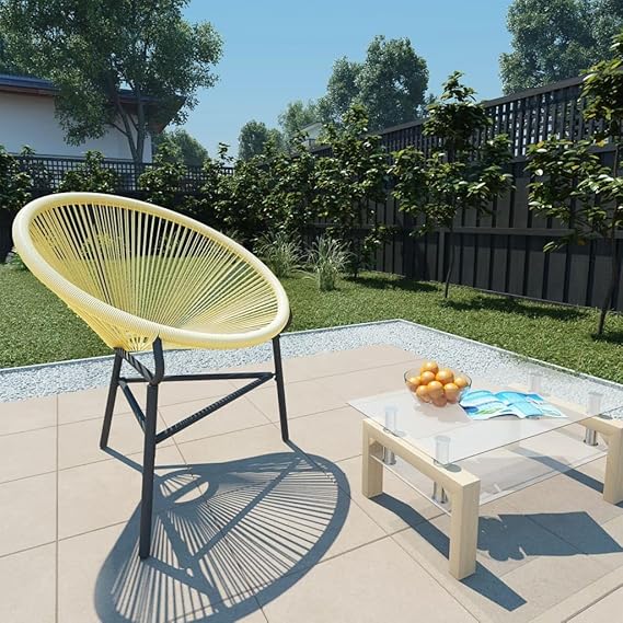Patio Acapulco Chair Poly Rattan Beige,Rattan Acapulco Chair Stylish and Durable Outdoor Chair for Comfort and Decor Patio Furniture, Outdoor Chairs