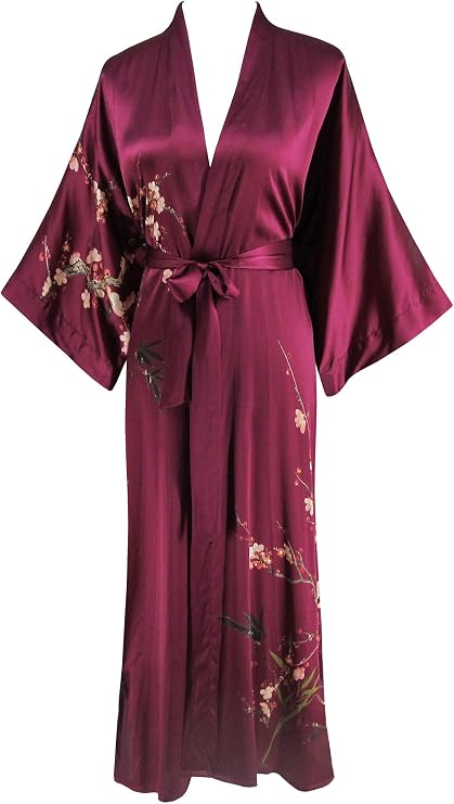 Women's 100% Silk Kimono Long Robe For Women