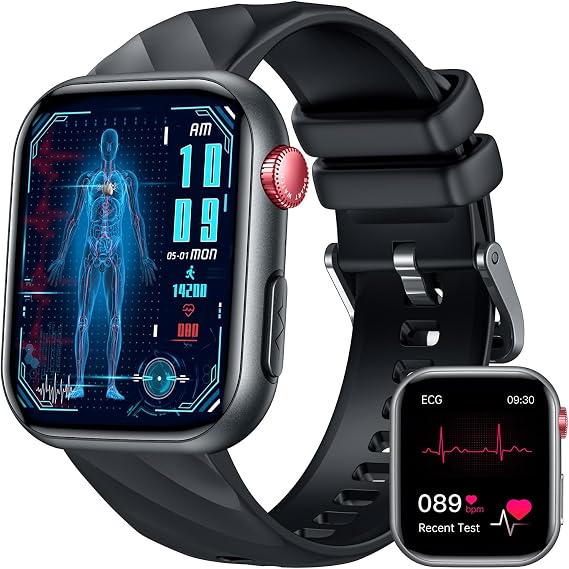 Smart Watch Men Smartwatch with ECG+HRV: 50 cm AMOLED Smart Watch with BIM Bluetooth Calls Body Temperature Sports Watch with Blood Pressure Sleep Compatible Android iOS