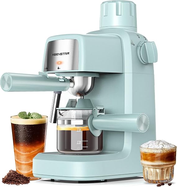 KEENSTAR 3.5Bar Espresso Machine with Milk Frother, 800W Compact Espresso and Cappuccino Machine with Preheating Function, 4 Cup Espresso Maker for Cappuccino or Latte, Gift for Coffee Lover