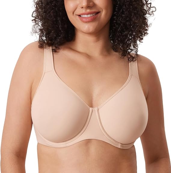 DELIMIRA Women's Inbarely Plus Full Coverage Bras | No Padding Unlined, Plus size, Underwire, Seamless, Smooth