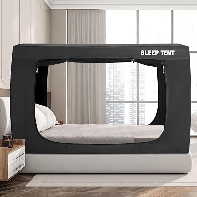 BORNA Bed Tent Bed Canopy Twin Size for Adult and Kids,Portable Sleeping Tents Dream Tents Indoor for Kids and Adult, Breathable Privacy Space on Bed with Three Doors Mattress Not Included