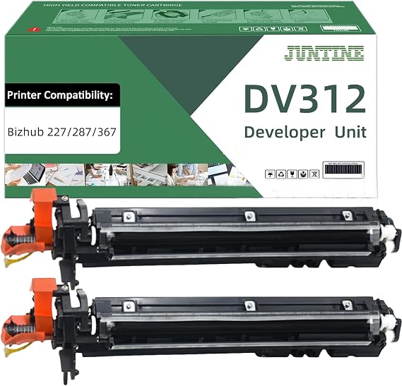 DV312 Developer Unit Replacement for Konica Minolta DV-312 Developer for Bizhub 227 287 367 Printers (2Pack- Black)