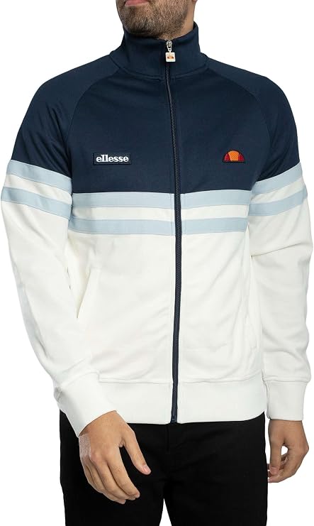ellesse Men's Rimini Track Top Jacket Off White/Navy