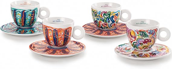 illy Art Collection Sol Calero 25367 A Set of 4 Cappuccino Cups Numbered and Signed by the Artist