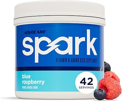 AdvoCare Spark - Energy Drink Mix - Vitamin & Amino Acid Supplement - Supports Energy & Focus - Portable Immune Support - Sugar-Free - Blue Raspberry (10.5 oz)