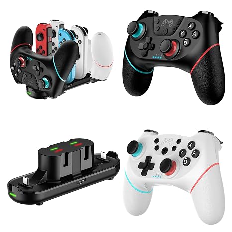 VidPPluing 2 Pack Switch Controllers with Charging Dock for Switch | Switch 2 Controller with Motion Control/Dual Vibration/Turbo/Wake up/Charging Cable/600mAh Battery