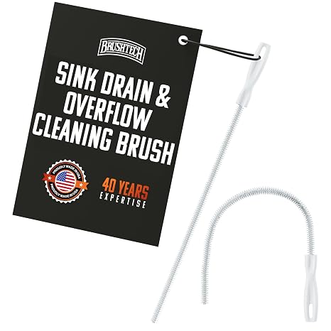 Brushtech Sink Drain & Overflow Multi-Purpose Cleaning Brush - White