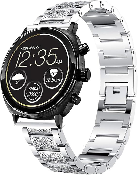 Lamshaw 22mm ジュエリー キラキラ ダイヤモンド メタル ドレッシーストラップ アクセサリー スポーツバンド 男女兼用 シチズン CZスマートタッチスクリーン Gen 2 カジュアル 41mm スポーツ 44mm CZ スマートハイブリッド Gen 2 スポーツスマートウォッチに対応