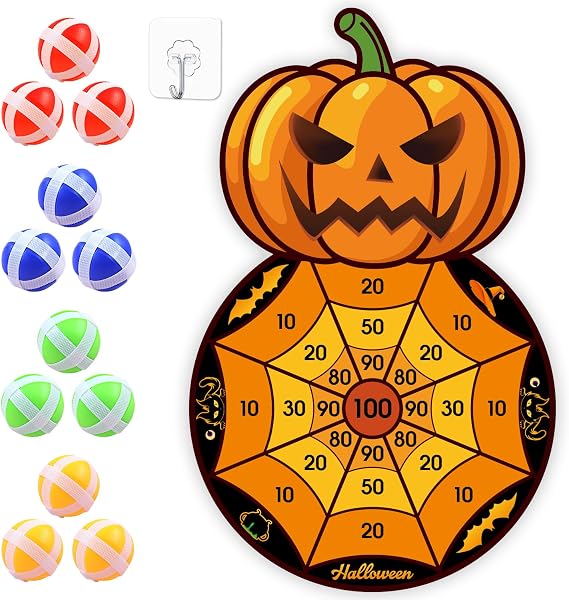 Halloween Games, Halloween Party Supplies Dart Board with 12 Sticky Balls
