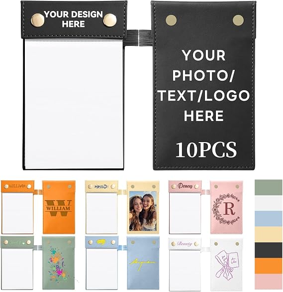 10PCS Custom Memo Pads with Logo/Text/Image, Blank Pocket Notepad