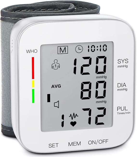 MMIZOO Wrist Blood Pressure Monitor BP Machine with Carrying Case White