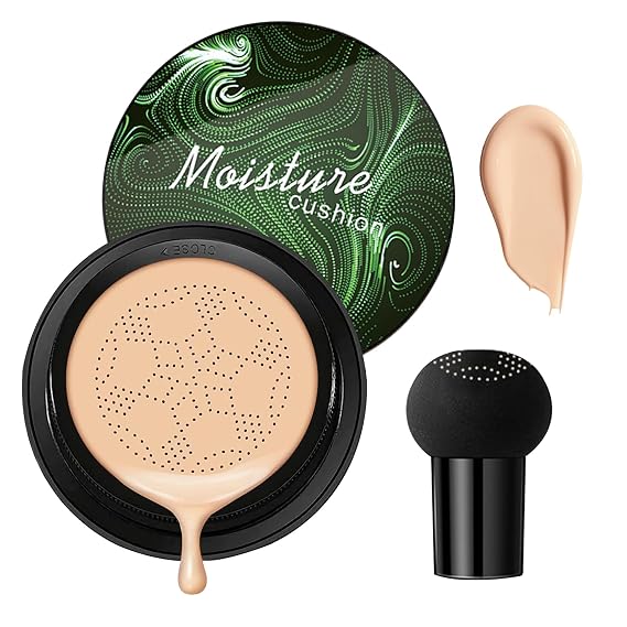 Mushroom Head Air Cushion CC Cream Foundation Makeup,Moisturizing BB Cream Face Makeup Liquid Foundation,Long Lasting Full Coverage Concealer for All Skin Types(Natural)