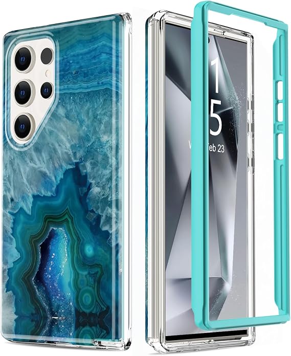 MERRO for Samsung Galaxy S24 Ultra Case,Ultimate Durable Cover with Fashionable Designs for Women and Girls,Stylish Protective Phone Case 6.2" Agate Stone