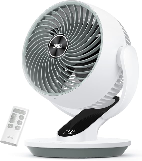 DREO Oscillating Fan for Bedroom, 13 Inch Quiet Table Fans for Home Whole Room, 75ft Powerful Airflow, Desk Air Circulator Fan with Remote, 120 Adjustable Tilt, 4 Speeds, 8H Timer, for Office Desktop