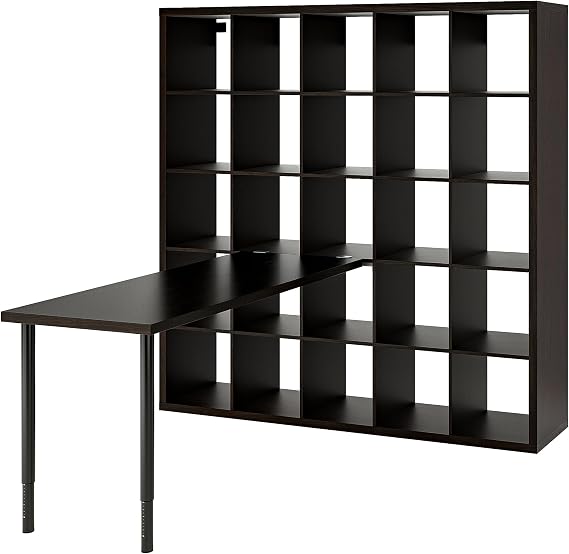 ProTuning LAGKAPTEN/KALLAX Desk combination, black/black-brown, 182x179x182 cm