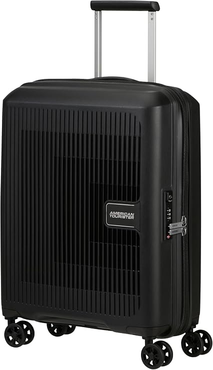 American Tourister Aerostep - Spinner S, Expandable Carry-On Luggage, 55 cm, 36/40 L, Black (Black)
