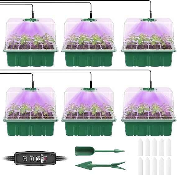 Pawfly 6 Pack Seed Starter Kit, 72 Cells, Seed Starter Trays