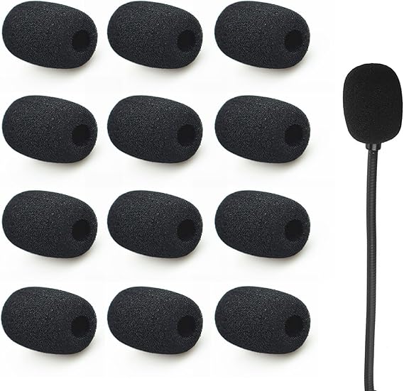 12 Pcs Headset Microphone Covers Foam, Microphone Foam Cover, Microphone Protector, Handheld Mic Foam Windshield, 30X22X8MM