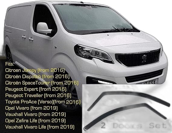 Set of 2 Wind Deflectors for TOYOTA ProAce Verso for CITROEN Jumpy Dispatch SpaceTourer for PEUGEOT Expert Traveller 2016 2017 2018 2019 2020 2021 2022 2023 2024 for VAUXHALL Vivaro Zafira Life