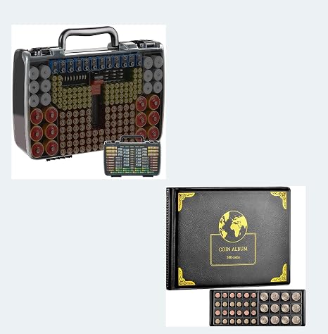 Battery Organizer Storage Holder Box Case and Coin Collection Supplies Holder Book for Collectors Bundle