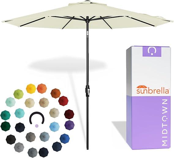 Midtown Umbrellas Swilt - 8 Ft Patio Umbrella, Canvas Natural Canopy