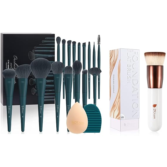 DUcare Makeup Brushes Set 17 Pcs with Brush Cleaning Mat and Makeup Sponge