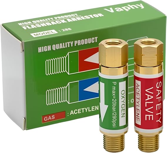 Oxygen Acetylene Flashback Arrestors Set Regulator End