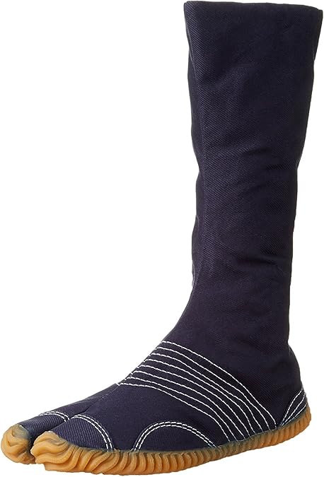 Marugo Jog Jikatabi Japanese Tabi Shoes Navy white stitching with 12 Clips