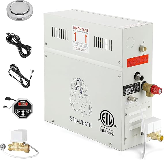 CGOLDENWALL 10.5KW Luxury Steam Generator Shower System Kit Complete Home Steam Sauna Spa Steam Bath Generator with Waterproof Control and Auto Drain 95-131F Max Space Heating 10.5 m3/371 ft3 (10.5KW)