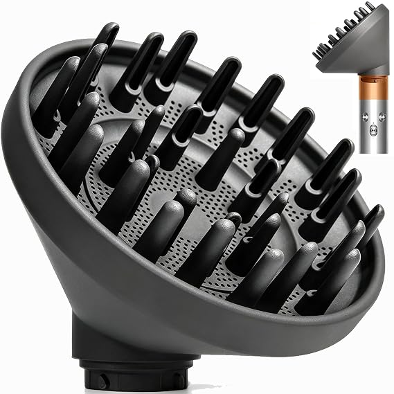 Large Curl Diffuser for Dyson Airwrap HS01 HS05 HS08 | Quick-Dry,Dual Airflow Boosts Curl Volume for Wave & Curly & Thick Hair,Adds Shine,Volume,Frizz-Free with Deep Prongs Pins