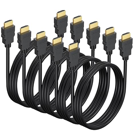 4K HDMI Cable 3.3 FT 5-Pack, Shielded HDMI TV Cord, CL3 Rated, HDCP 2.2