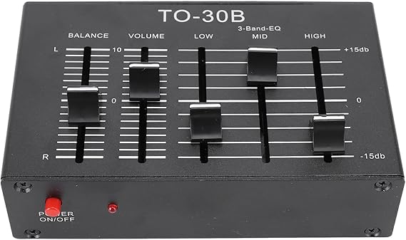 EQ Equalizer 3 Band Stereo Preamp with Volume Control and Sound Channel Balance for All Audio Devices