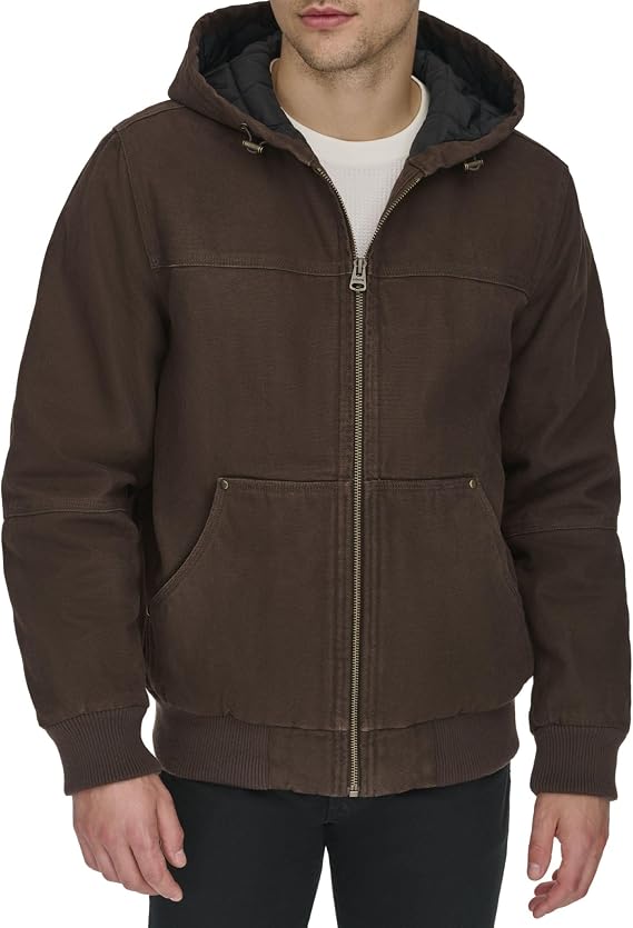 Levi's Men's Workwear Cotton Canvas Hoody Bomber Jacket (Regular & Big & Tall Sizes) Washed Cotton Workwear Hoody Bomber