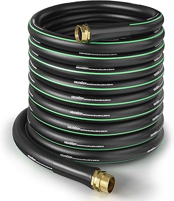GreatBuddy Garden Hose 100 ft, 58 Heavy Duty Water Hose, Less Kink, Dual-End Adaptable Design for Outdoor Lawn Watering, Car Wash Needs, Pet Bathing & Household Daily Needs