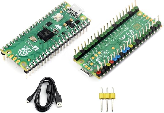 Pico 2 Kit with Color Pre-Soldered Header Compatible with Raspberry Pi Pico 2 Microcontroller Board, Using RP2350 Chip, Dual-Core & Dual-Architecture Design, 520KB SRAM 4MB Flash (3 Items)