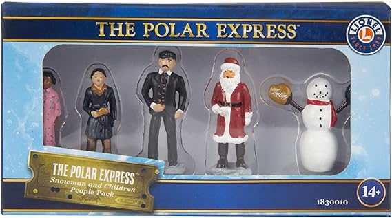 Lionel The Polar Express 5-Piece Miniature Figure Set | Conductor, Hero Boy, Hero Girl, Santa & Snowman, Model Train People Pack, Christmas Layout Accessory, Ages 14+