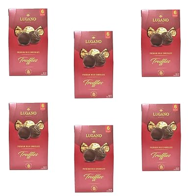 Lugano Truffles Premium Milk Chocolate Filled with Milk Chocolate Creme - Pack of 6-100% Brazilian Cocoa - Tasty for the Whole Family